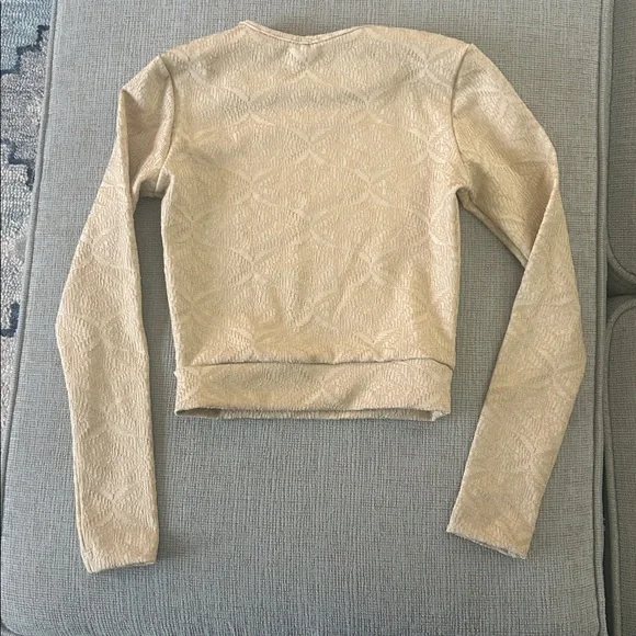 NEW Seea Palomar textured long sleeve rash guard crop swim top in Sandshell - Picture 5 of 7